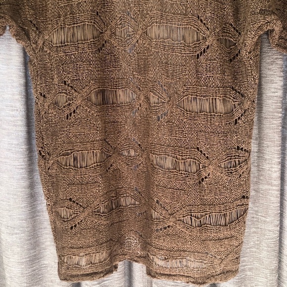 Fever Crochet Open Front Brown Cardigan - Picture 9 of 9